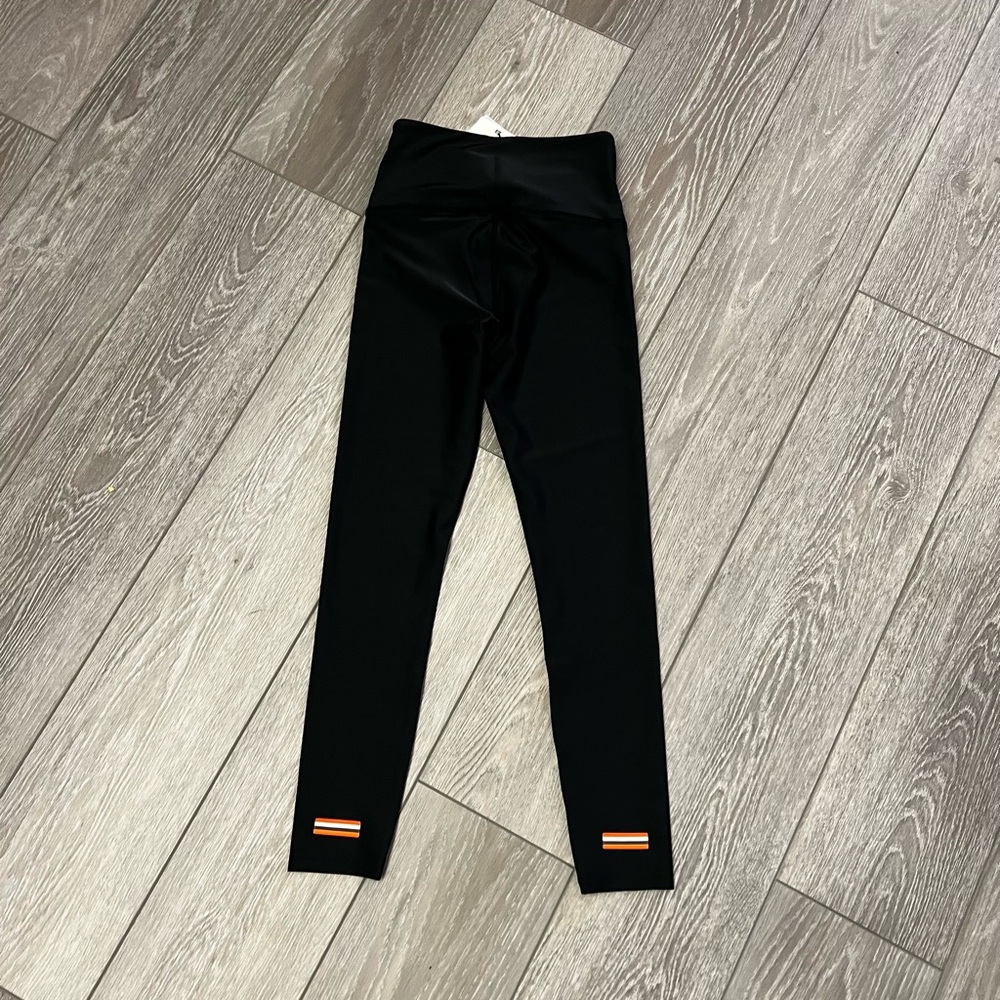P.E Nation Black Leggings with Orange Stripes